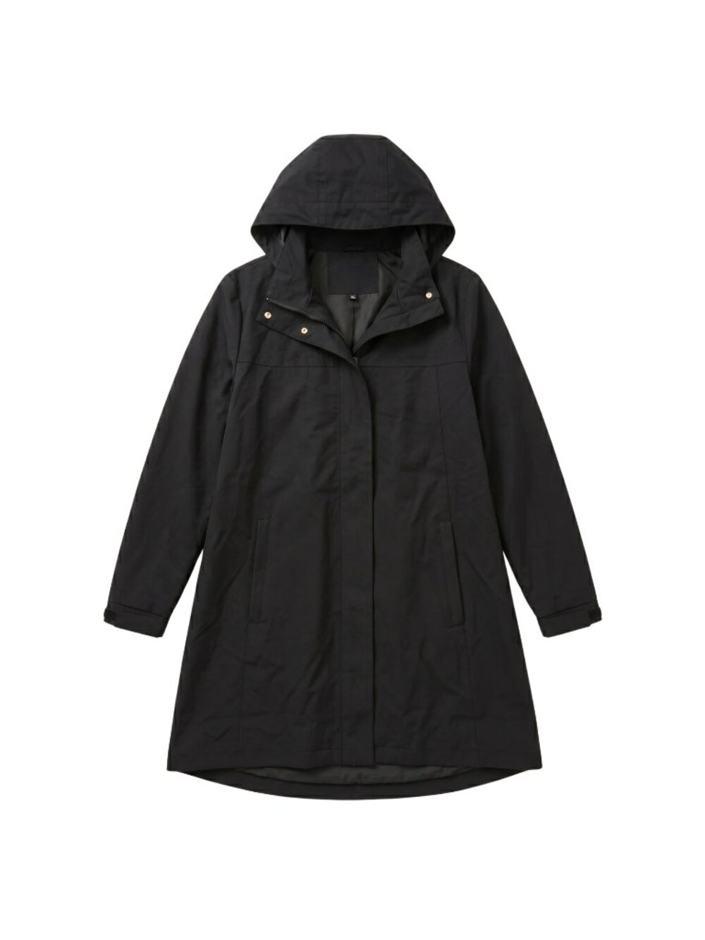NWOT | Black Mid-Length Hooded Performance Spring Jacket Gold Hardware | XL